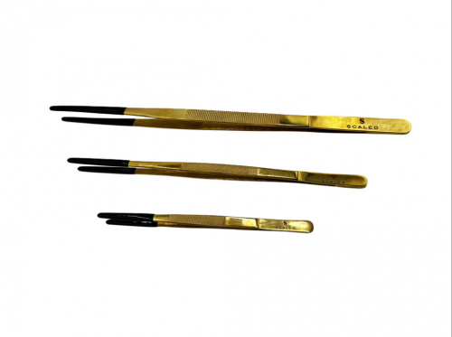 Пинцет прорезиненный "Scaled" 30см "gold"