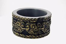 Поилка круглая из искусственного камня Scaled The Maya Civilization Drinking Bowl 8 см. (цивилизация Майя) Объем: 60 мл.