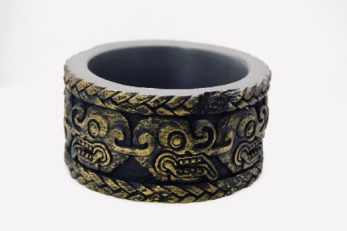 Поилка круглая из искусственного камня Scaled The Maya Civilization Drinking Bowl 8 см. (цивилизация Майя) Объем: 60 мл.