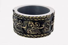 Поилка круглая из искусственного камня Scaled The Maya Civilization Drinking Bowl 29 см. (цивилизация Майя)