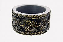 Поилка круглая из искусственного камня Scaled The Maya Civilization Drinking Bowl 18 см. (цивилизация Майя) Объем: 1200 мл.