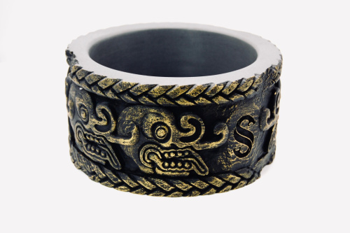 Поилка круглая из искусственного камня Scaled The Maya Civilization Drinking Bowl 8 см. (цивилизация Майя) Объем: 60 мл. фото 2