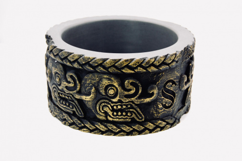 Поилка круглая из искусственного камня Scaled The Maya Civilization Drinking Bowl 29 см. (цивилизация Майя)